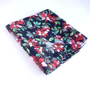 JOANN Christmas Fabric Poinsettia Holly on Black Cotton 76 x 44 Approx 2 Yards